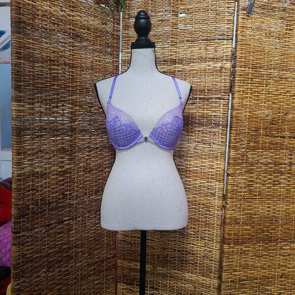Victoria's Secret Very Sexy Push Up Bra Racer Back Front Closure 32D Lavender - Picture 2 of 8